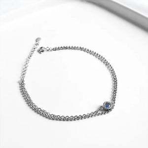 925 Sterling Silver Double Chain Ball Jewelry Bracelet For Women