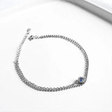 925 Sterling Silver Double Chain Ball Jewelry Bracelet For Women