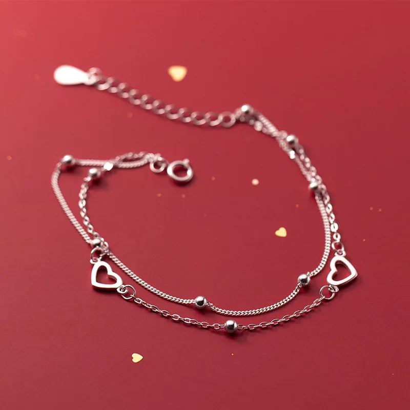 Heart 925 Sterling Silver Women's Bracelet - Silver 925 Jewelry