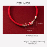 925 Sterling Silver Red Rope Bracelets for Women