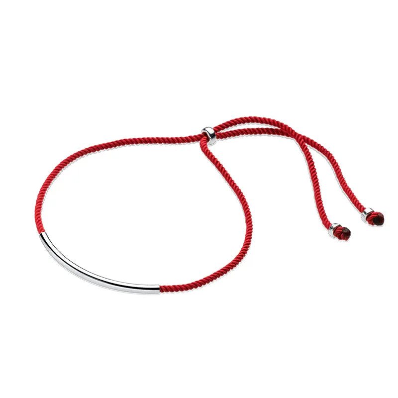 925 Silver Red Rope Bracelets Elbow Tube Thread Line String Jewelry
