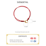 925 Silver Heart Red Rope Bracelet String Jewelry