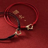 925 Silver Heart Red Rope Bracelet String Jewelry