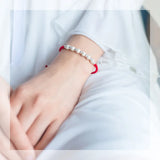 Sterling Silver Bracelet with Frosted Bead Red Thread - Women's Rope Bracelet