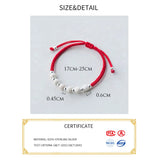 Sterling Silver Bracelet with Frosted Bead Red Thread - Women's Rope Bracelet