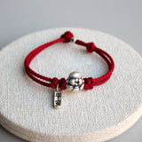 999 Silver Rope Bracelet Maitreya Buddha