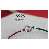 925 Silver Bracelet Women Red Thread Bamboo Handmade Rope Bracelet