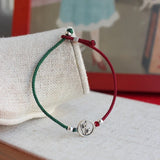 925 Silver Bracelet Women Red Thread Bamboo Handmade Rope Bracelet