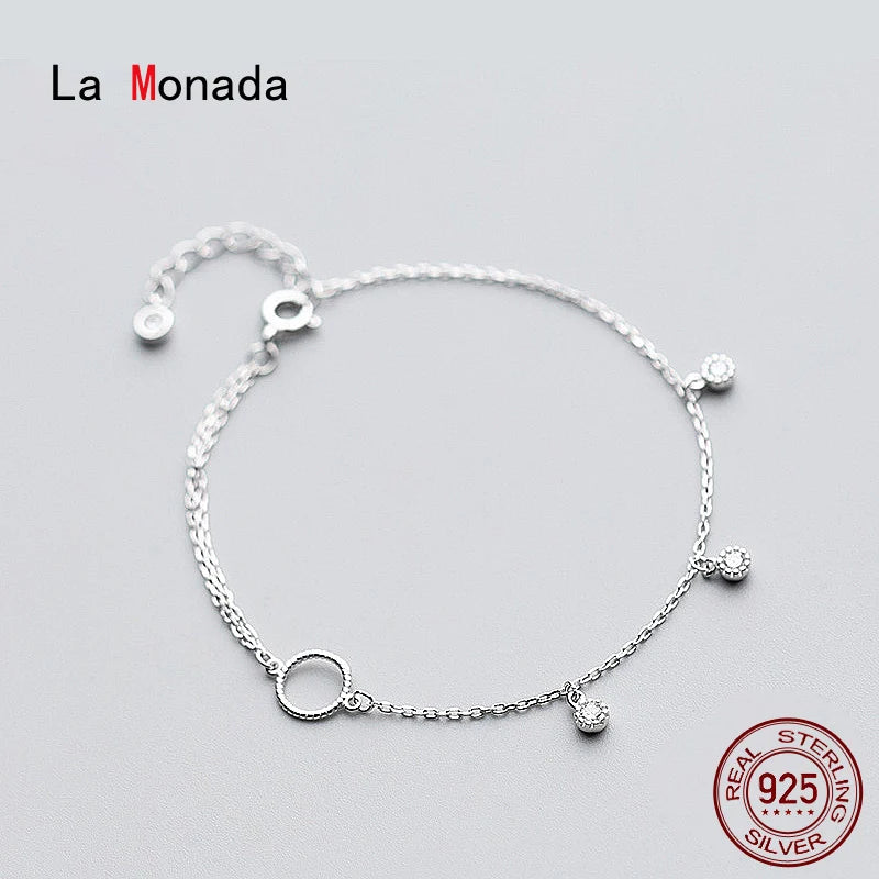 925 Silver Bracelet Circle Charms for Women Girls