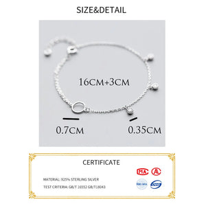 925 Silver Bracelet Circle Charms for Women Girls