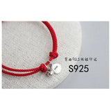925 Sterling Silver Bell FU Red Thread Bracelet