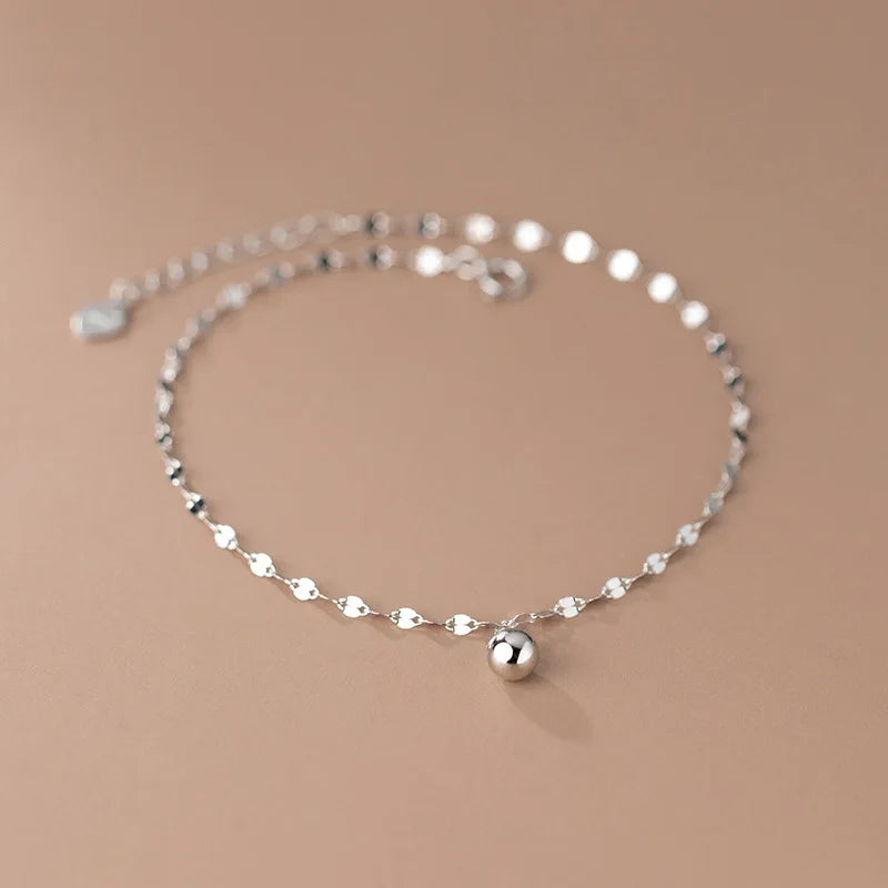 925 Silver Round Bead Bracelet for Women