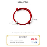 925 Silver Triangle Red Rope Bracelet Student Jewelry
