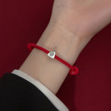 925 Silver Triangle Red Rope Bracelet Student Jewelry