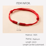 Red Thread 925 Silver Bracelet Women Chinese FU