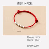 925 Silver Red Thread Hand Bracelet Women