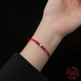 Red Thread 925 Silver Bracelet Women Chinese FU