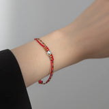 925 Silver Elephant Red Thread Bracelet for Women