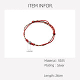 925 Silver Elephant Red Thread Bracelet for Women