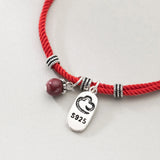 925 Sterling Silver Red Thread Bracelet Retro Lucky Rope Bracelet Women