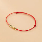 Red Thread Triangle Bead 925 Silver Bracelet For Women
