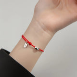 925 Silver Beans Red Rope Bracelet for Women