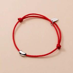 925 Silver Beans Red Rope Bracelet for Women