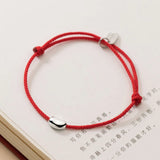 925 Silver Beans Red Rope Bracelet for Women