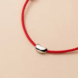 925 Silver Beans Red Rope Bracelet for Women