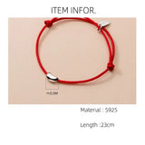 925 Silver Beans Red Rope Bracelet for Women