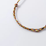 925 Silver Colorful Rope Bracelets Heart Thread Line String Jewelry