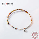 925 Silver Colorful Rope Bracelets Heart Thread Line String Jewelry