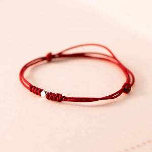 Red Thread 925 Silver Bracelet Women Geometry Bead Hand
