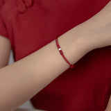 Red Thread 925 Silver Bracelet Women Geometry Bead Hand