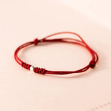 Red Thread 925 Silver Bracelet Women Geometry Bead Hand