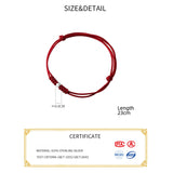 Red Thread 925 Silver Bracelet Women Geometry Bead Hand