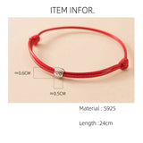 925 Silver Elephant Red Rope Bracelet Women Girl Jewelry