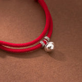 925 Silver Retro Bell Red Rope Bracelet