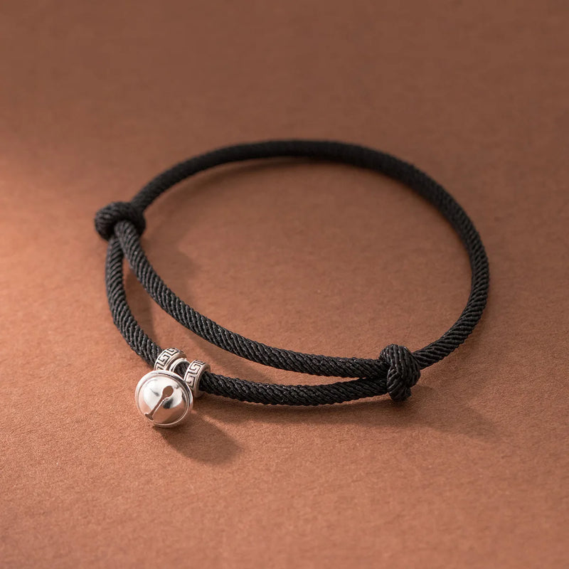 925 Silver Retro Bell Red Rope Bracelet