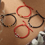 925 Sterling Silver Circle Bracelet Women Red Thread Hand Rope Bracelet