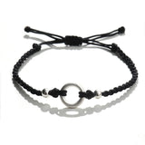 925 Sterling Silver Circle Bracelet Women Red Thread Hand Rope Bracelet