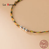 925 Silver Bracelet Colorful Thread Women Rope Bracelet