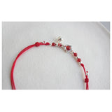 925 Sterling Silver Red Thread Bracelet with Flower Bell