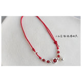 925 Sterling Silver Red Thread Bracelet with Flower Bell