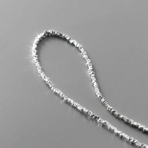 925 Silver Chains Women's Necklace with Irregular Bead - Silver Necklace