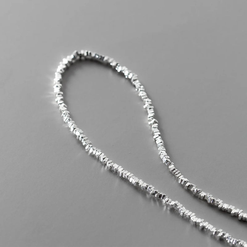 925 Silver Chains Women's Necklace with Irregular Bead - Silver Necklace