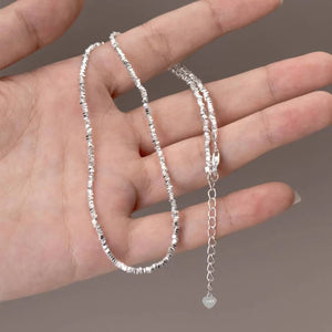 925 Silver Chains Women's Necklace with Irregular Bead - Silver Necklace