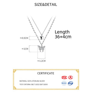 925 Silver Butterfly Pendant Necklace For Women Elegant Jewelry