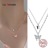 925 Silver Butterfly Pendant Necklace For Women Elegant Jewelry