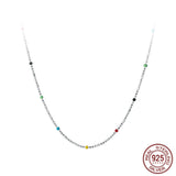 925 Silver Chains Colorful Bead Jewelry Women Necklace